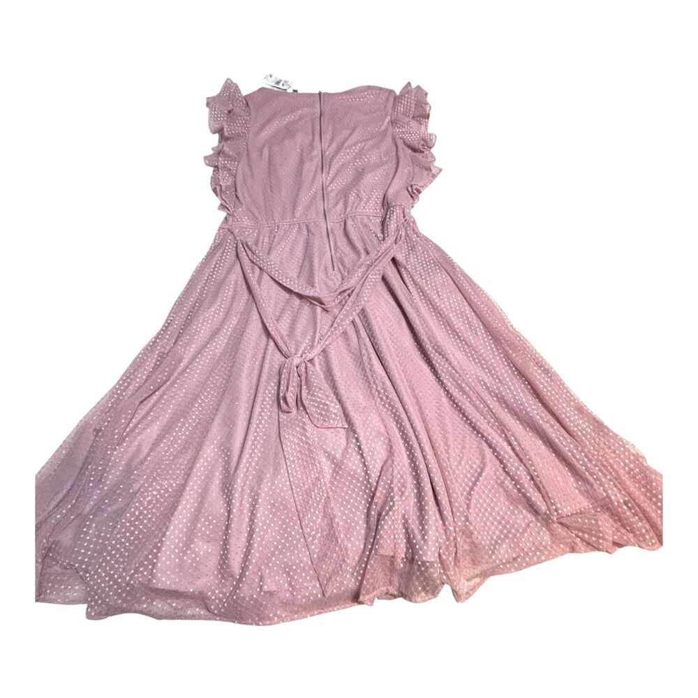 Lane Bryant Swiss Dot Ruffle Sleeve Midi Dress Mauve Pink 14/16 NWT Tie Back - Picture 8 of 8